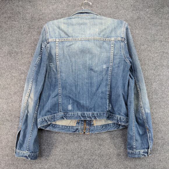 J. Crew Denim Jacket Size M Blue Denim Full Zip Front Pockets 100% Cotton - Picture 3 of 10